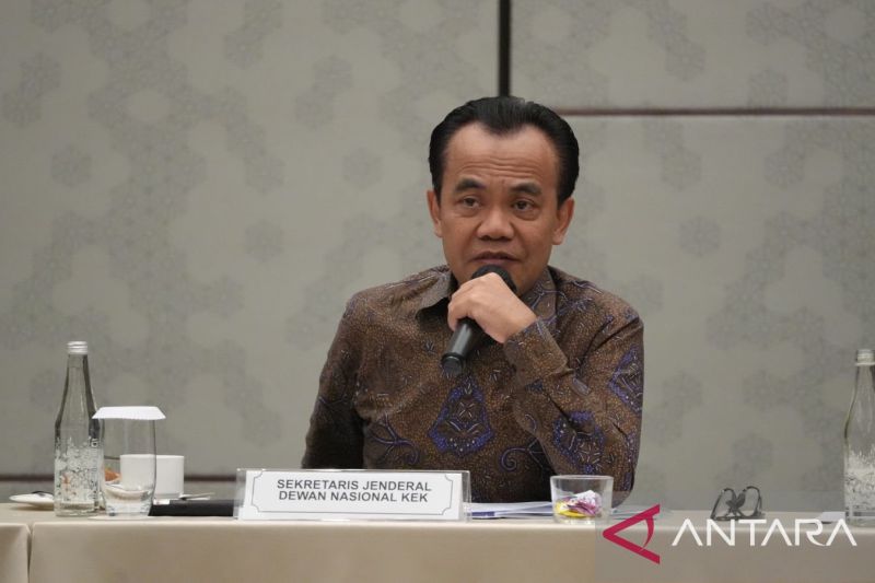 Sekretaris Kemenko Perekonomian Susiwijono Moegiarso selaku Plt. Sekretariat Jenderal Dewan Nasional (ANTARA/Bayu Saputra)