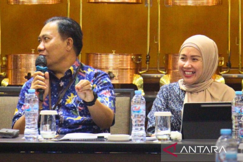 Sekretaris Direktorat Jenderal (Ditjen) HAM Kemenkumham Novita Ilmaris (kanan) bersama Staf Ahli Bidang Hukum dam Politik KemenPAN-RB sekaligus Pelaksana tugas (Plt) Deputi Bidang SDM Aparatur KemenPAN-RB Aba Subagja (kiri) dalam rapat ekspose pembentukan Jabatan Fungsional Analis HAM di Jakarta, Jumat (30/8/2024). ANTARA/HO-Ditjen HAM Kemenkumham
