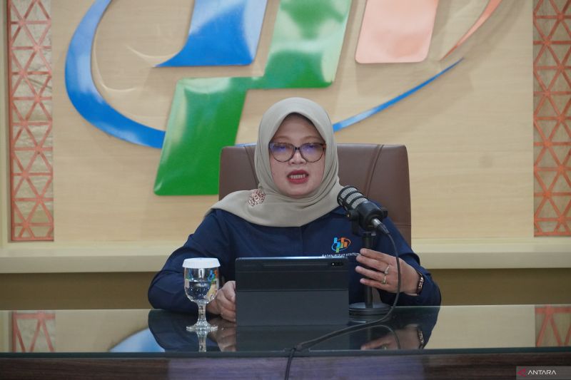 Deputi Bidang Statistik Distribusi dan Jasa BPS Pudji Ismartini dalam konferensi pers rilis BPS di Jakarta, Senin (2/9/2024). ANTARA/HO-BPS