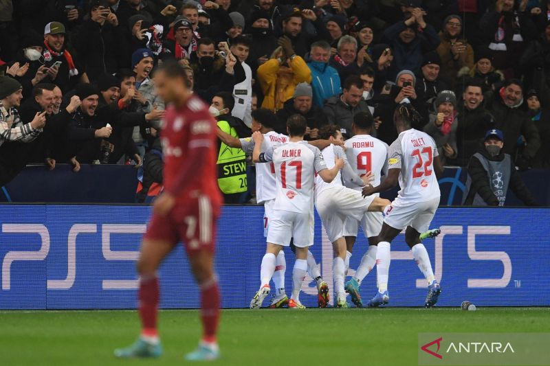 Ilustrasi - Pemain FC Salzburg merayakan gol ke gawang Bayern Munich dalam laga leg 1 babak 16 besar Liga Champions di Red Bull Arena Salzburg, Salzburg, Austria, Rabu (16/2/2022). ANTARA FOTO/REUTERS/Andreas Gebert/foc.