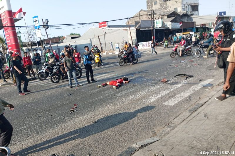 Kondisi lokasi pasca kecelakaan beruntun di Plumpang Semper Kelurahan Tugu Selatan, Kecamatan Koja, Jakarta Utara. ANTARA/HO-Dokumentasi Pribadi