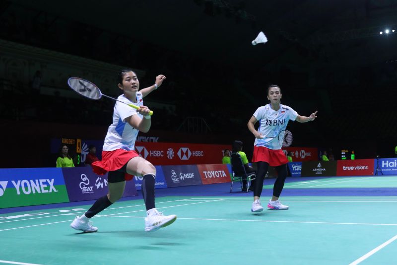 Ganda putri Indonesia Febriana Dwipuji Kusuma/Amalia Cahaya Pratiwi saat berlaga di babak 16 besar Thailand Open 2024 di Bangkok, Thailand, Kamis (16/5/2024). (ANTARA/HO/PP PBSI)