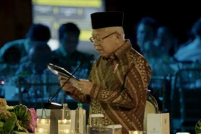 ScreenshotVice President Ma'ruf Amin at the 2024 Indonesia International Sustainability Forum (ISF) gala dinner in Jakarta on Thursday evening (September 5, 2024). (ANTARA/YouTube Wakil Presiden RI)