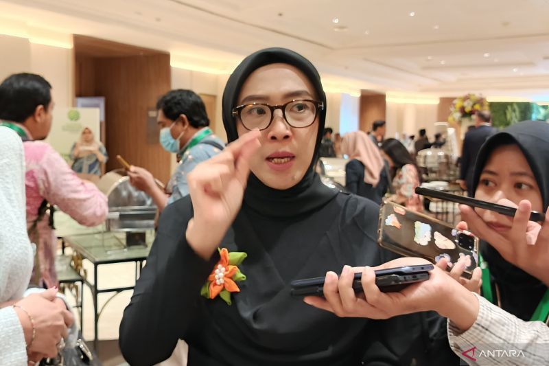 Direktur Jenderal Energi Baru Terbarukan dan Konservasi Energi (EBTKE) Kementerian Energi dan Sumber Daya Mineral (ESDM) Eniya Listiani Dewi ditemui dalam acara International Sustainability Forum (ISF) 2024 di Jakarta, Jumat(6/9/2024). (ANTARA/Muzdaffar Fauzan)