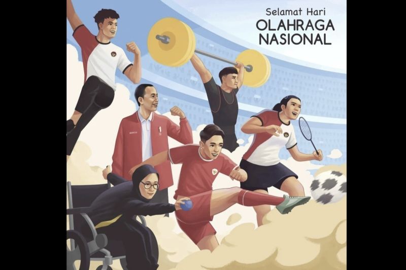 Tangkapan layar - Ilustrasi peringatan Hari Olahraga Nasional 2024 yang di-posting melalui akun Instagram @jokowi di Jakarta, Senin (9/9/2024). (ANTARA/Andi Firdaus-Setpres)
