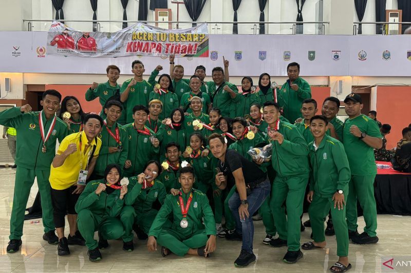 Kontingen Jawa Timur di cabang olahraga muaythai PON XXI Aceh-Sumut.ANTARA/HO Dokumentasi Pribadi