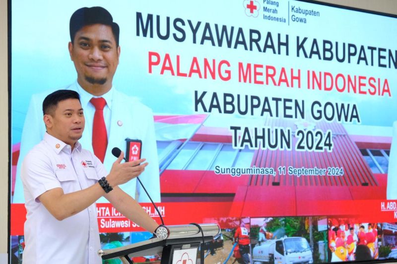 Ketua PMI Sulsel Adnan Purichta Ichsan saat pembukaan Musyawarah Kabupaten PMI Gowa, Rabu (11/9/2024). ANTARA/HO/Pemkab Gowa.