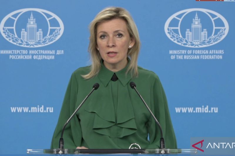Tangkapan layar Juru Bicara Kementerian Luar Negeri Rusia Maria Zakharova saat konferensi pers yang disaksikan di Jakarta, Kamis (18/4/2024). ANTARA/Kuntum Riswan