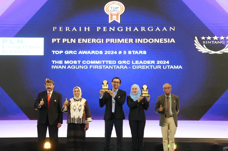PT PLN EPI kembali mempertahankan prestasinya dengan memenangkan dua penghargaan di TOP GRC Awards 2024. ANTARA/HO-PLN EPI