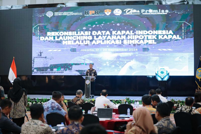 Kegiatan rekonsiliasi Data Kapal Indonesia dan Launching Layanan Hipotek Kapal melalui Aplikasi Simkapel oleh Ditjen Perhubungan Laut Kemenhub. ANTARA/HO-Ditjen Perhubungan Laut Kemenhub