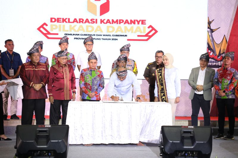 Ilustrasi- Deklarasi kampanye dan pilkada damai di Lampung yang diselenggarakan oleh Bawaslu Lampung. ANTARA/HO-Pemprov Lampung.