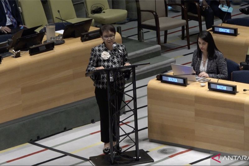 Indonesian Foreign Affairs Minister Retno Marsudi at the High-Level Meeting of the 79th Session of the UN General Assembly held to commemorate the International Day for the Total Elimination of Nuclear Weapons in New York, the US, on Thursday (September 26, 2024). (ANTARA/Suwanti)