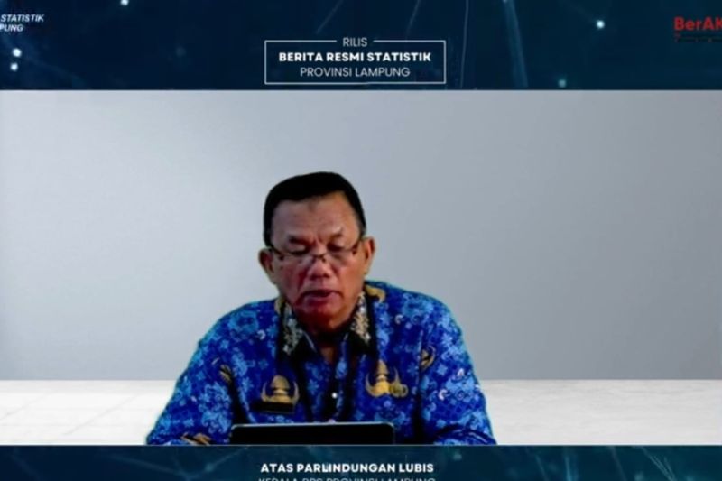 Tangkapan layar - Kepala Badan Pusat Statistik (BPS) Provinsi Lampung Atas Parlindungan Lubis saat menyampaikan perkembangan perekonomian dan pertanian di Lampung secara daring di Bandarlampung, Selasa (1/10/2024). ANTARA/Ruth Intan Sozometa Kanafi