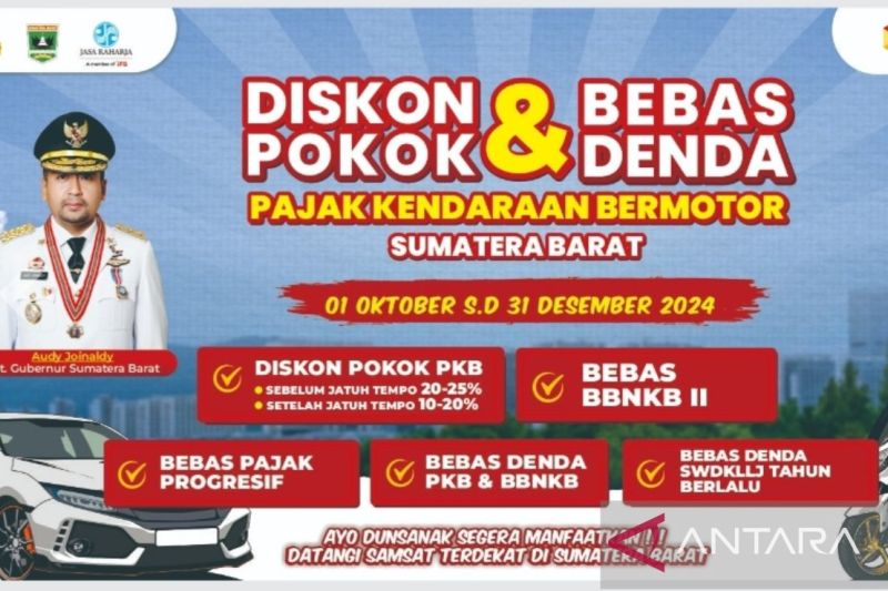 Pemprov Sumbar berikan diskon pajak kendaraan. (ANTARA/HO-Bapenda Sumbar)