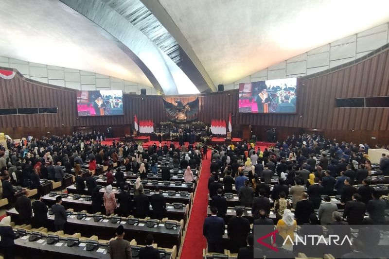 The oath-taking of MPR leaders for the 2024-2029 term in Nusantara Building, Parliamentary Complex, Jakarta, on Thursday (October 3, 2024). ANTARA/Bagus Ahmad Rizaldi