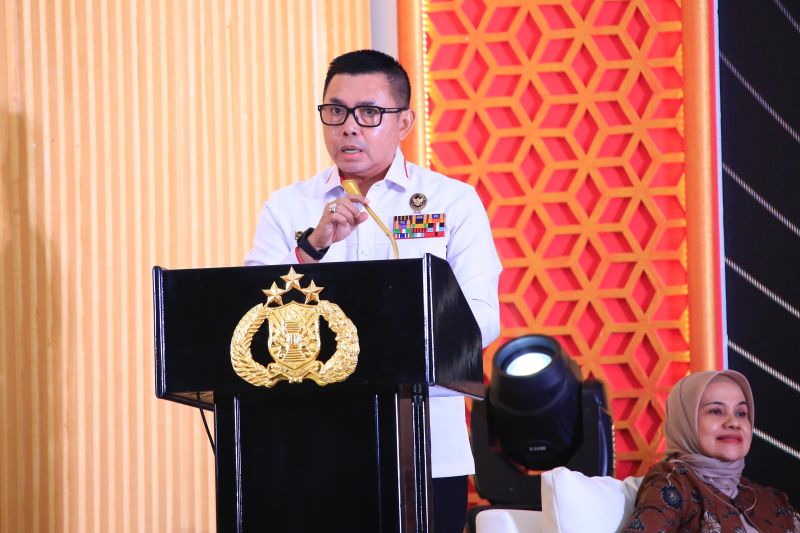 Staf Ahli Bidang Ideologi dan Konstitusi Kemenko Polhukam Irjen Pol. Andry Wibowo berbicara dalam peringatan HUT Ke-76 Polwan di Jakarta, Kamis (3/10/2024). (ANTARA/HO-Divisi Humas Polri)