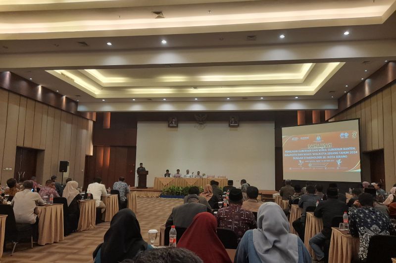 KPU Kota Serang menggelar sosialisasi Pilkada 2024 kepada ASN dan OPD Pemkot Serang, di Serang, Banten, Jumat (4/10/2024). ANTARA/Desi Purnama Sari