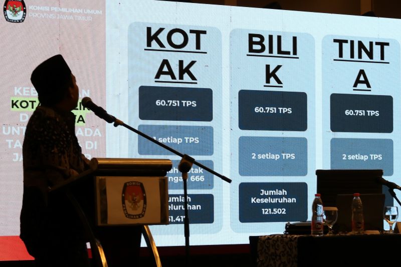 Komisioner KPU Jawa Timur Divisi Perencanaan dan Logistik, Miftahur Rozaq saat memberikan sambutan di sosialisasi Pilkada, di Surabaya, beberapa waktu lalu. (ANTARA/Didik Suhartono)