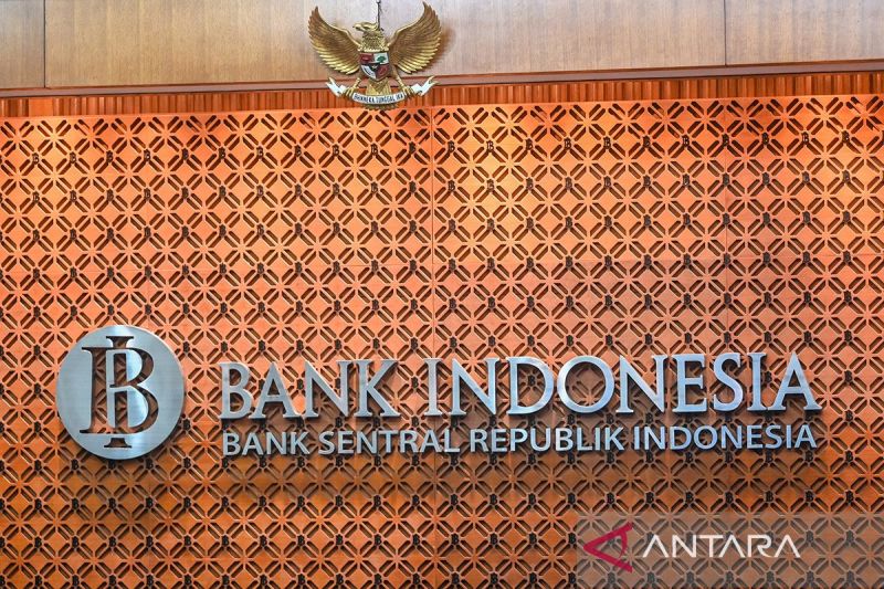 Logo Bank Indonesia (BI) Jakarta. ANTARA FOTO/Rivan Awal Lingga/rwa/am.