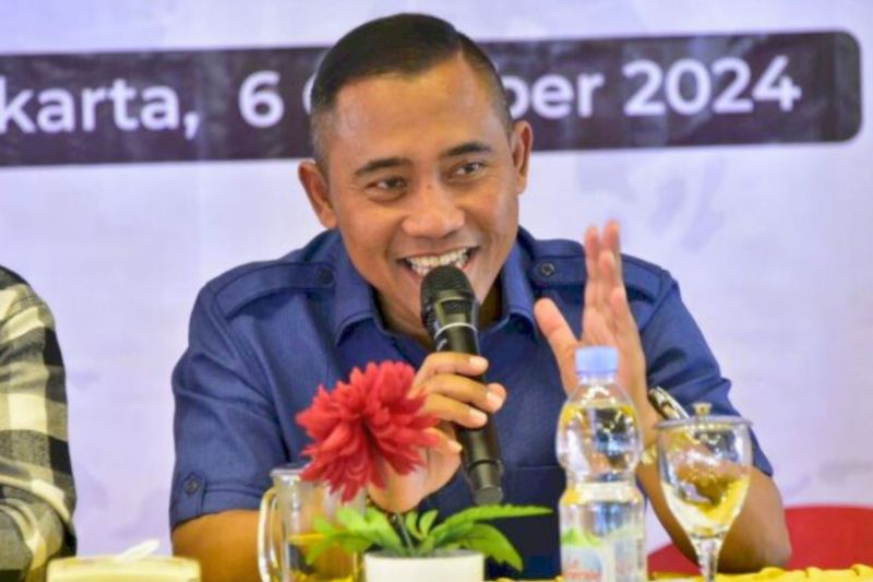Kepala BNPT Komjen Pol. Eddy Hartono dalam acara Silaturahmi Kebangsaan BNPT bersama Mitra Deradikalisasi se-Solo Raya di Solo, Jawa Tengah, Minggu (6/10/2024). ANTARA/Agatha Olivia Victoria