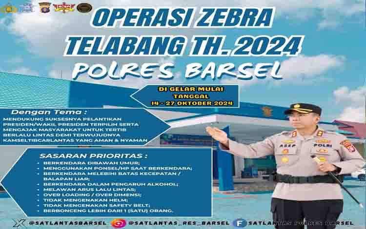 Operasi zebra telabang akan dilaksanakan mulai 14-27 Oktober 2024