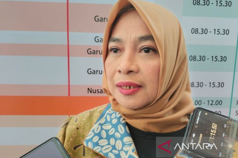 Direktur Jenderal Pengembangan Ekspor Nasional??????? Mardyana Listyowati menyampaikan keterangan kepada awak media di ICE BSD Tangerang, Banten pada Sabtu (12/10/2024). (ANTARA/Aji Cakti)
