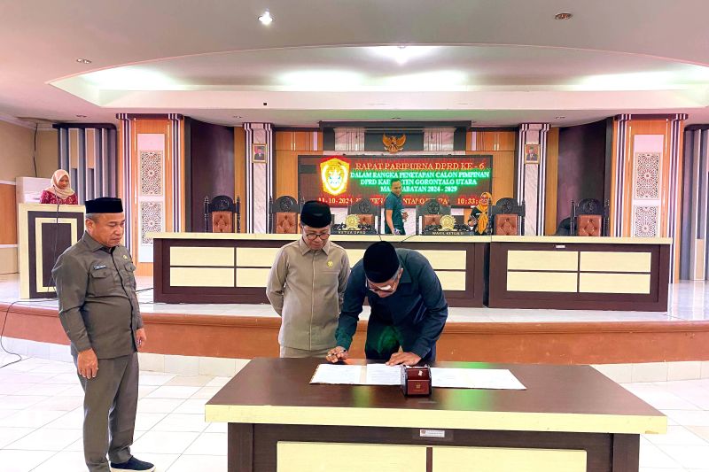 Dewan Perwakilan Rakyat Daerah (DPRD) Gorontalo Utara Provinsi Gorontalo menggelar rapat paripurna ke-6 dalam rangka penetapan calon pimpinan DPRD masa jabatan 2024 hingga 2029. (ANTARA/HO-Humas DPRD Gorontalo Utara)