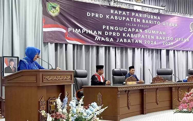Ketua DPRD Barito Utara Hj Mery Rukaini (FOTO;?Dhani)