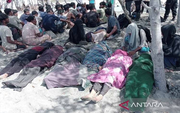 Jenazah imigran etnis Rohingya yang ditemukan meninggal dunia di Desa Meunasah Hasan, Kecamatan Madat, Kabupaten Aceh Timur, Kamis (31/10/2024). ANTARA/Hayaturrahmah