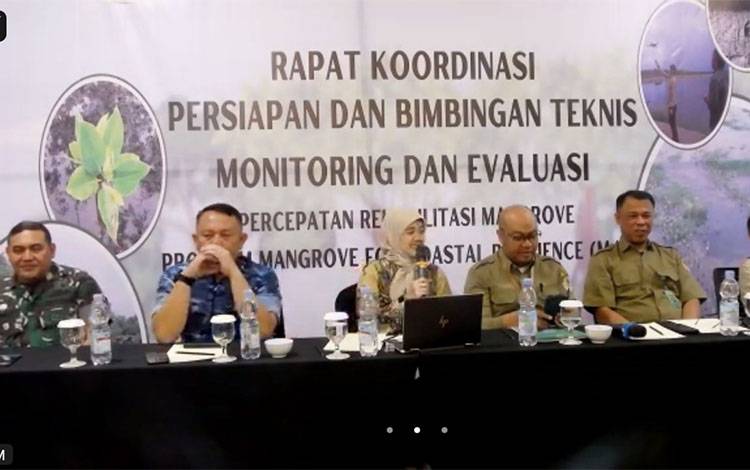 Kepala Kelompok Kerja Monitoring, Evaluasi dan Pengembangan Data, Dian Nur Amalia, secara resmi membuka kegiatan Rapat Koordinasi Persiapan dan Bimbingan Teknis Monitoring dan Evaluasi Percepatan Rehabilitasi Mangrove dalam Program Mangroves for Coastal Resilience atau M4CR di Provinsi Sumatera Utara. (FOTO: Dokumentasi Prof Rahmawaty untuk Borneonews)