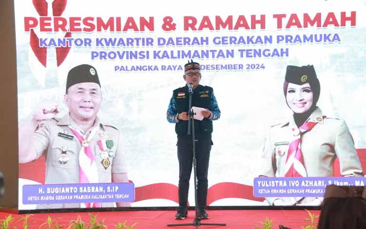 Plt Sekda Prov Kalteng M Katma F Dirun bacakan sambutan. (FOTO: ASEP)