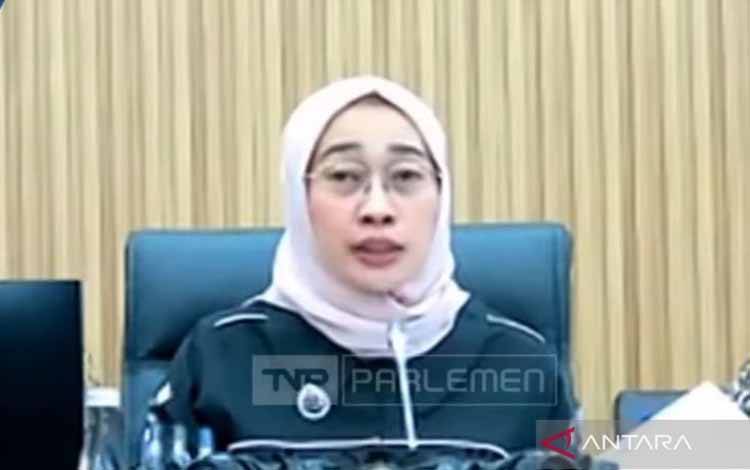 Ketua Komisi VI DPR RI Anggia Ermarini dalam Rapat Kerja bersama Menteri Badan Usaha Milik Negara (BUMN) Erick Thohir di Komplek Parlemen, Jakarta, Kamis (23/1/2025). (ANTARA/Maria Cicilia Galuh)