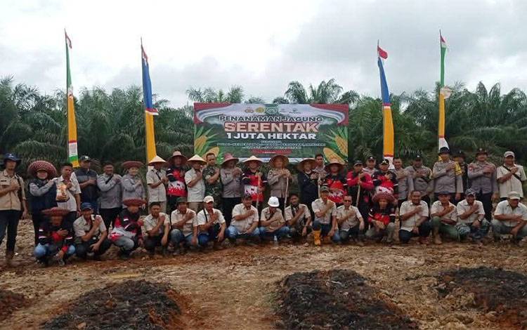 Tanam jagung serentak di Kecamatan Cempaga, belum lama ini. (FOTO ; IST)