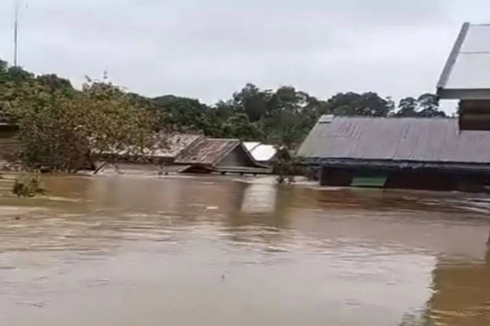 Sejumlah rumah warga di Dusun Mamput, Kecamatan Kapuas Tengah, Kabupaten Kapuas, terendam banjir, Minggu (26/1/2025). ANTARA/HO-warga