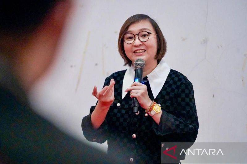 Wamenekraf Irene Umar dalam acara pembukaan Global Game Jam 2025, di Bogor, Jumat (24/1/2025) (ANTARA/Fitra Ashari)