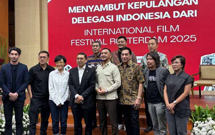 Menteri Kebudayaan Fadli Zon dalam kegiatan penyambutan delegasi IFFR 2025 yang digelar di Jakarta, Kamis (20/2/2025). ANTARA/ (Sinta Ambar)