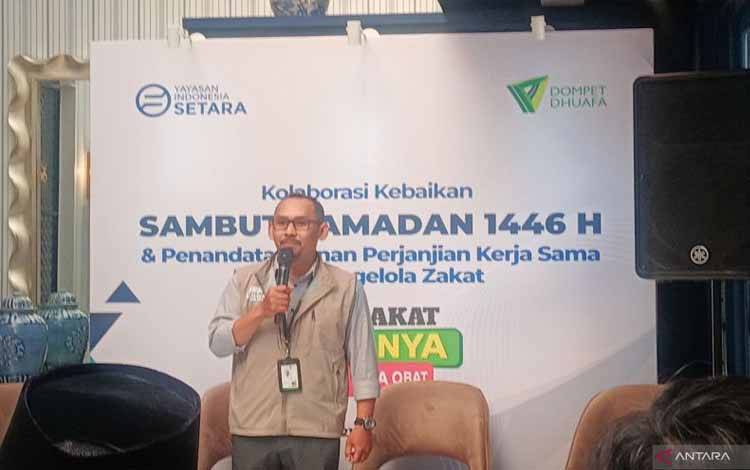 Ketua Ramadan 1446 H Dompet Dhuafa Andriansyah dalam konferensi pers di Jakarta, Jumat (21/2/2025). ANTARA/Tri Meilani Ameliya
