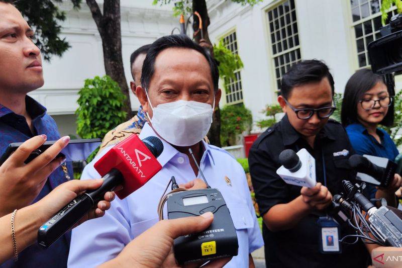 Menteri Dalam Negeri Tito Karnavian saat ditemui di Istana Kepresidenan Jakarta, Jumat (7/3/2025). ANTARA/Mentari Dwi Gayati