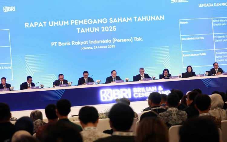 Rapat Umum Pemegang Saham Tahunan (RUPST) PT Bank Rakyat Indonesia (Persero) Tbk (BRI) di Menara BRILian, Jakarta, Senin (24/3/2025). (ANTARA/HO-BRI)
