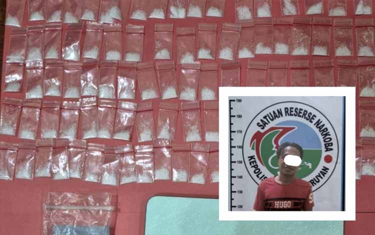 Barang bukti sabu dan tersangka ?setelah diamankan di Polres Seruyan (Foto ; Ist)