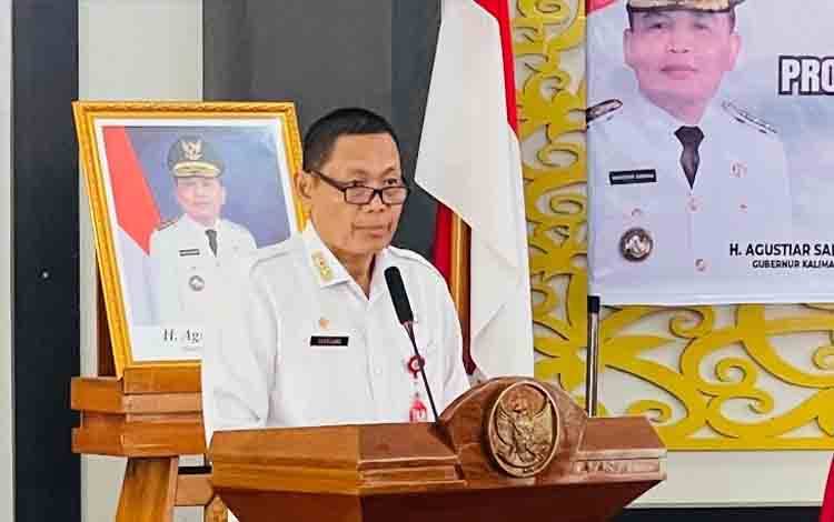 Sahli Gubernur Bidang Ekonomi, Keuangan, dan Pembangunan, Yuas Elko saat menyampaikan sambutan. (FOTO: IST)