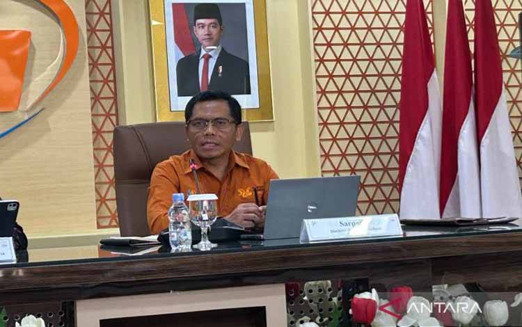 Direktur Statistik Distribusi Badan Pusat Statistik (BPS) Sarpono dalam jumpa pers di Jakarta, Rabu (28/5/2025). (ANTARA/Maria Cicilia Galuh)