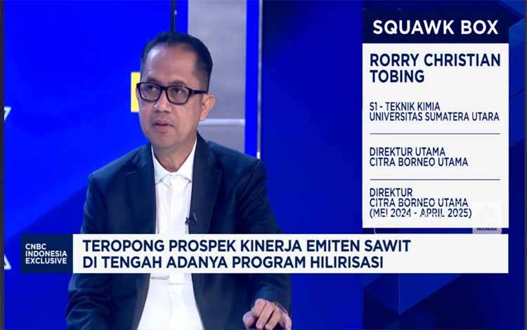 Direktur Utama Citra Borneo Utama, Rorry Christian Tobing dalam Squawk Box, CNBC Indonesia pada Selasa, 3 Juni 2025.(FOTO: TESTI PRISCILLA)