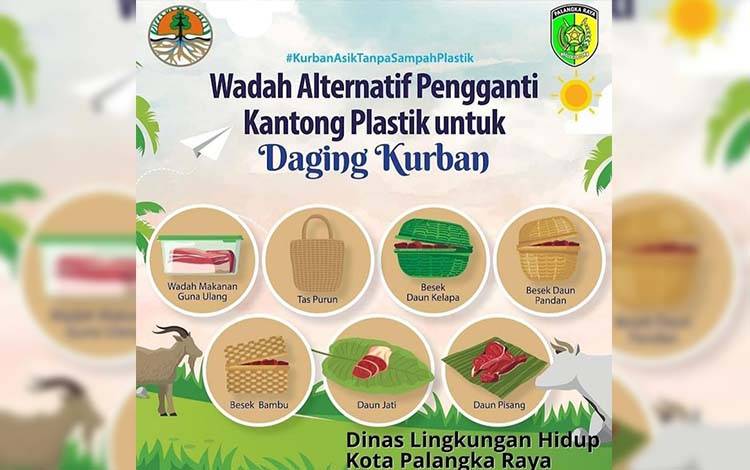 Template wadah alternati pangganti kantong plastik untuk daging kurban