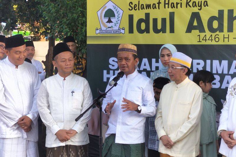 Ketua Umum DPP Partai Golkar Bahlil Lahadalia di Kantor DPP Partai Golkar, Slipi, Jakarta Barat, Jumat (6/6/2025). ANTARA/Walda Marison