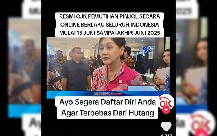 Informasi hoaks yang diposting orang tidak bertanggung jawab pada akun tiktok palsu mengatasnamakan OJK. (FOTO: Dokumentasi Primandanu untuk Borneonews)