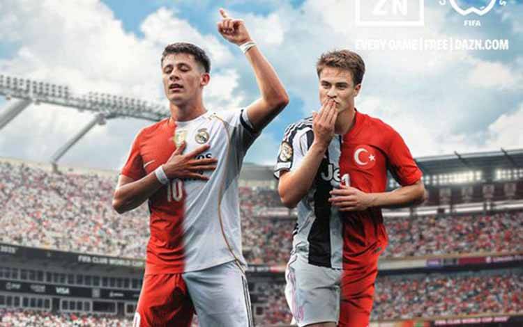 Dua bintang muda asal Turki Arda Guler (Real Madrid/kiri) dan Kenan Yildiz (Juventus) mulai bersinar di turnamen Piala Dunia Antarklub 2025. (ANTARA/X/@FIFACWC)