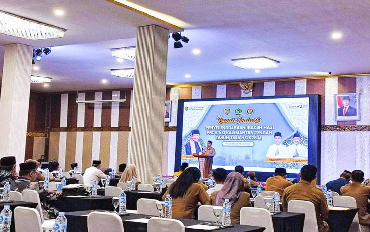 Suasana Rapat Evaluasi Penyelenggaraan Ibadah Haji Tahun 2025 yang berlangsung di Hotel Aurilla. (FOTO: IST)