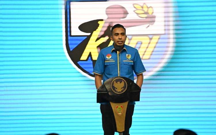 Sekretaris Jenderal DPP KNPI Almanzo Bonara SAAT Musda XVI KNPI Kalteng. (FOTO: SETDA KALTENG)
