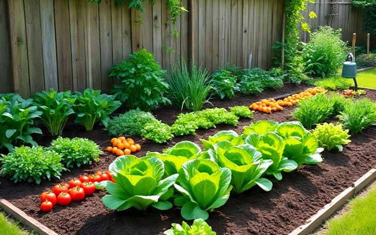 Ilustrasi kebun sayur di pekarangan rumah. (FOTO:AI)